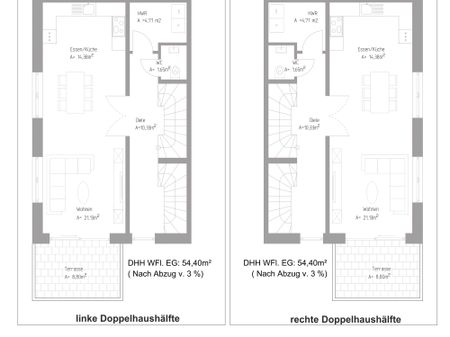 Grundriss Erdgeschoss - Planungsoption Doppelhaus